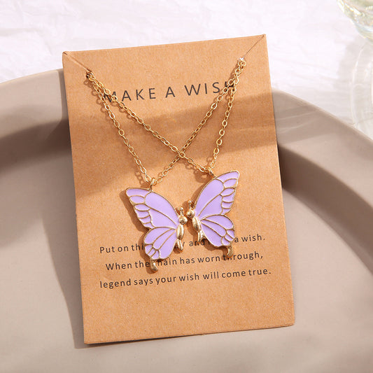 Ethnic Style Colorized Butterfly Necklace