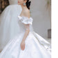 White Satin Main Wedding Dress New Temperament Trailing Sweet Princess Bride Catwalk Dress