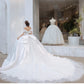 White Satin Main Wedding Dress New Temperament Trailing Sweet Princess Bride Catwalk Dress