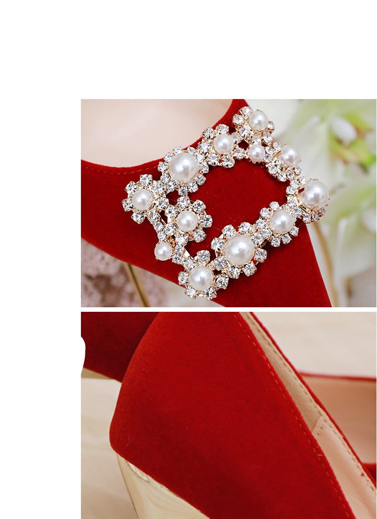 Pearl Rhinestone Single Shoes Stiletto Wedding Shoes