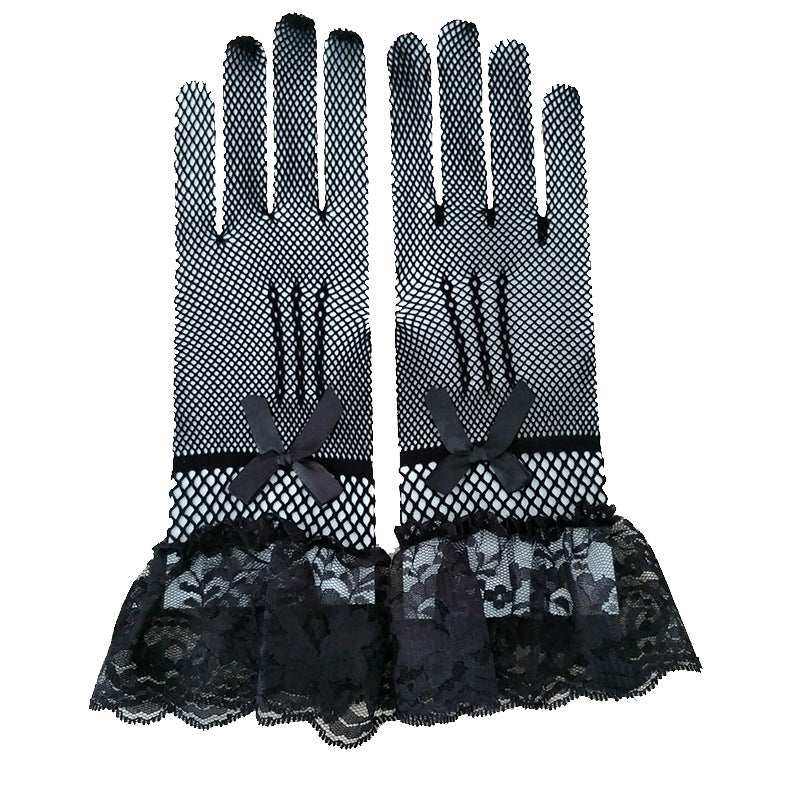 1 pair Knitted stretch mesh gloves