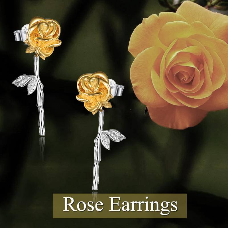 Sterling Silver Rose Flower Dangle Earrings for Women Girls