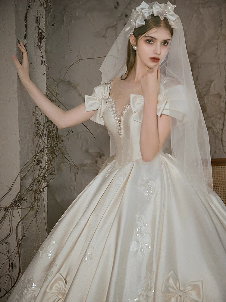 New Bride Vintage Satin Wedding Dress