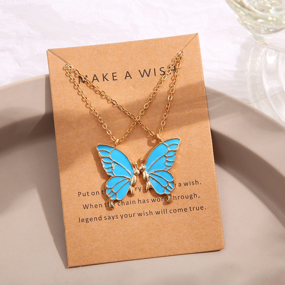 Ethnic Style Colorized Butterfly Necklace