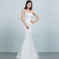 Sequined lace waist fishtail wedding dress