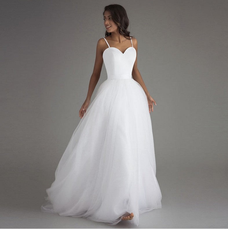 Simple Lightweight Wedding Dress Bridal Long Trailing Evening Gown