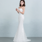 Sequined lace waist fishtail wedding dress