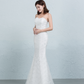 Sequined lace waist fishtail wedding dress