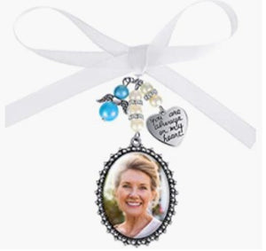 Bow Knot Pearl Heart Photo Pendant