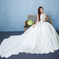 2021 wedding dress bride married Korean version of the satin big tail studio wedding dress