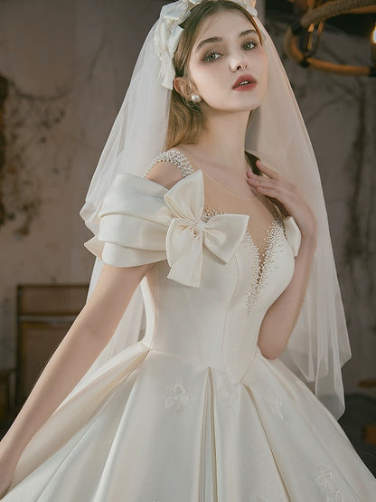 New Bride Vintage Satin Wedding Dress