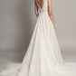 Women's Deep V Neck Lace Long Dress Simple Lawn Wedding Wedding Dress