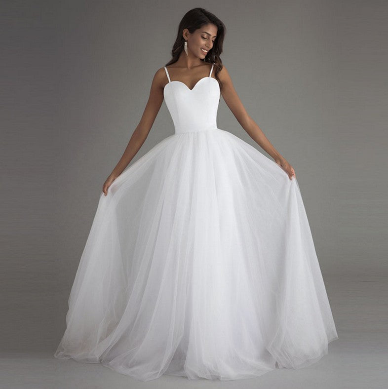 Simple Lightweight Wedding Dress Bridal Long Trailing Evening Gown