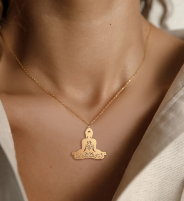 Stainless Steel Pattern Yoga Women's Pendant