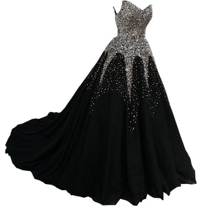 Black Wedding New Bride Big Train Main Yarn Dress