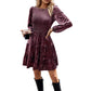 Women's Fashionable Elegant Velvet Round Neck Dress