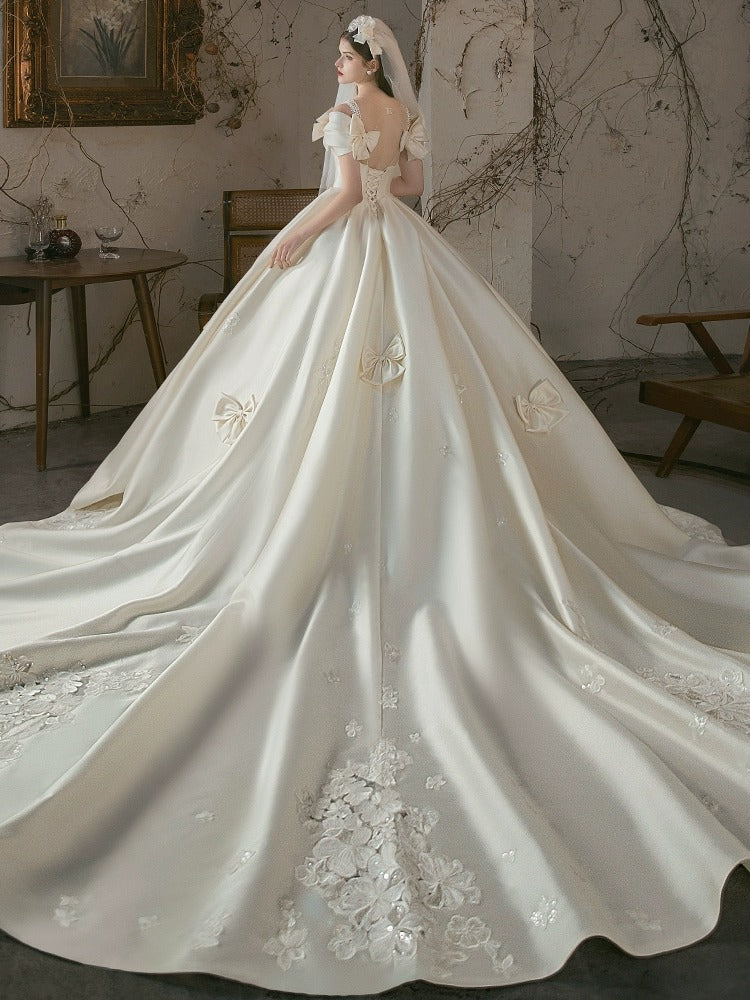 New Bride Vintage Satin Wedding Dress