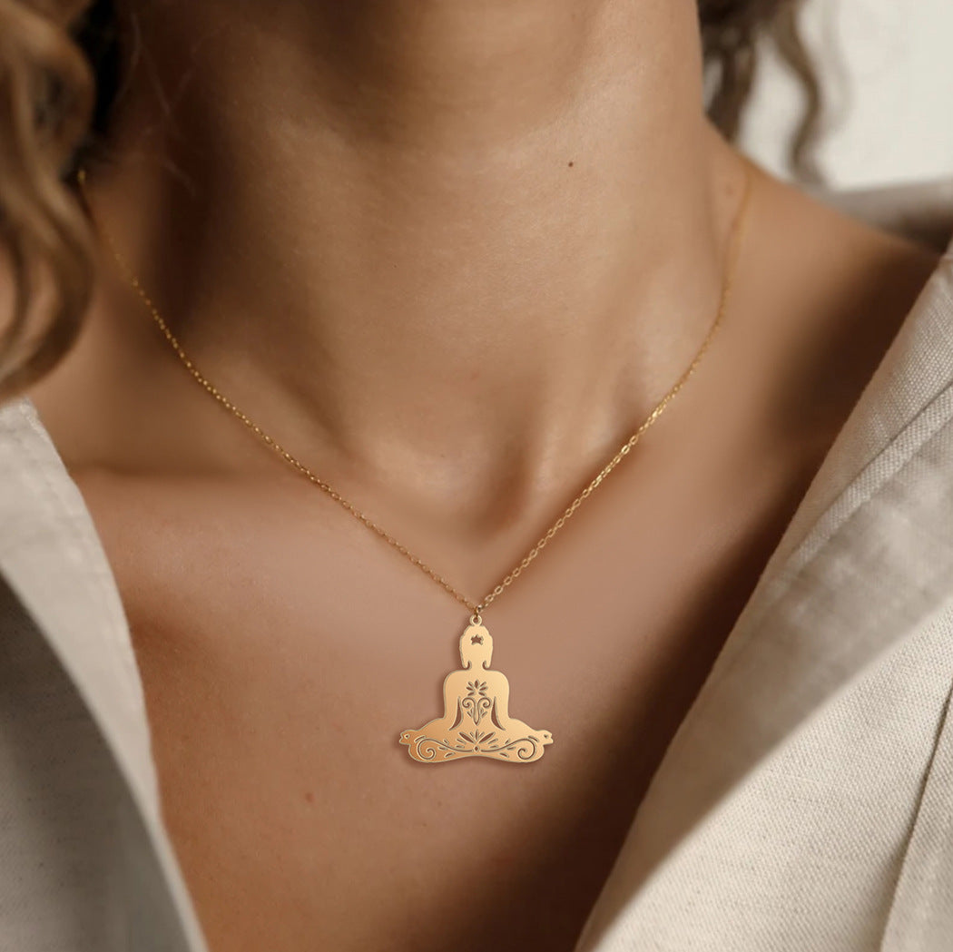 Stainless Steel Pattern Yoga Women's Pendant