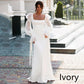 Elegant Satin Mermaid Wedding Dress With Long Puff Sleeves