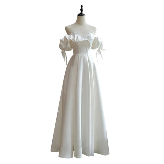 Satin Light Wedding Dress Bride French Super Fairy