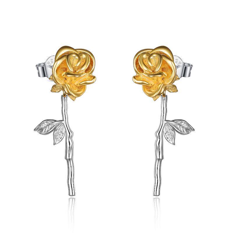 Sterling Silver Rose Flower Dangle Earrings for Women Girls