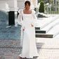 Elegant Satin Mermaid Wedding Dress With Long Puff Sleeves