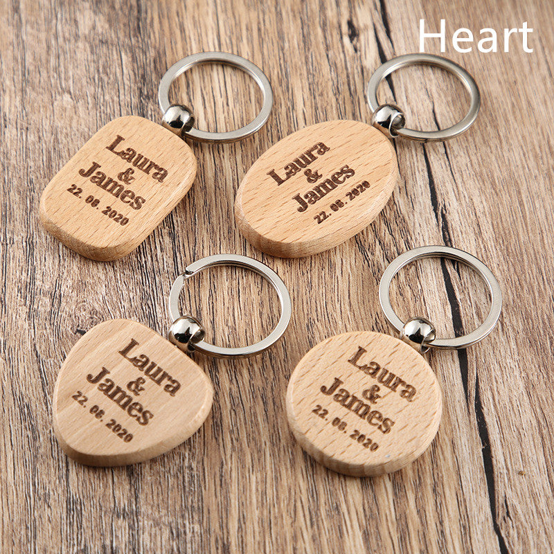 Wooden Engraved Letter Name Keychain Pendant